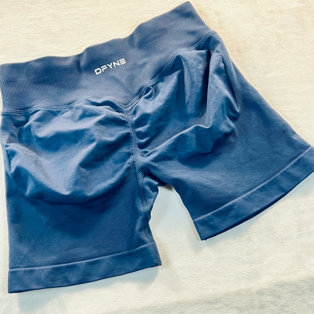 Dfyne Dynamic Seamless Scrunch Butt Shorts Slate Blue High Waisted Athletic S
